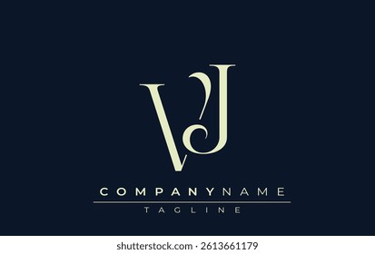 VJ abstract Logo. Elegantly Designed Minimalist Monogram Logo with Stylish Lettering. Sophisticated and sleek minimalist monogram showcasing unique lettering design.
