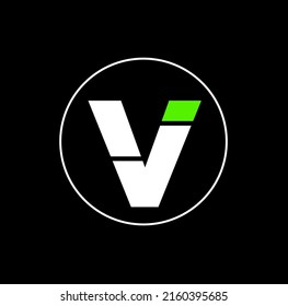 VJ company name initial letters monogram. VJ with green dot icon.