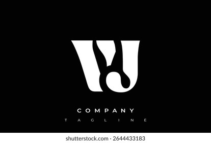 VJ Creative Abstract Typography Logo Design. Elegant logo combining bold typography and creative shapes, ideal for branding and identity solutions.