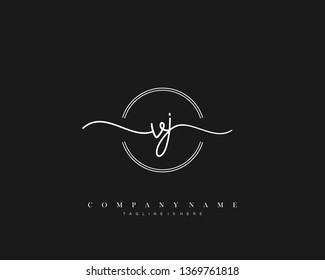 VJ initial handwriting logo template vector