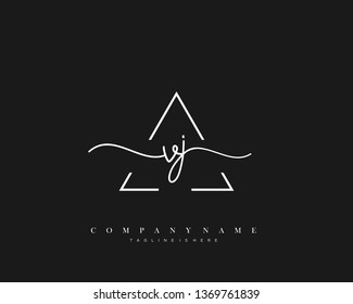 VJ initial handwriting logo template vector