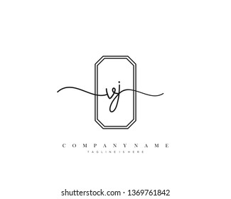 VJ initial handwriting logo template vector