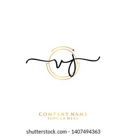 VJ Initial handwriting logo template