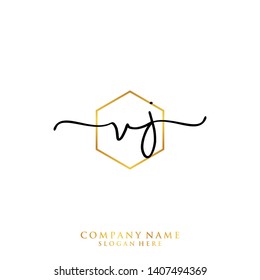 VJ Initial handwriting logo template