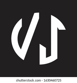 VJ Initial Logo design Monogram Isolated on black and white