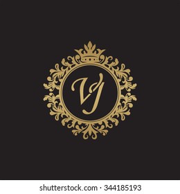 VJ initial luxury ornament monogram logo