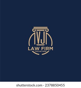 VJ initial monogram for law firm with creative circle line