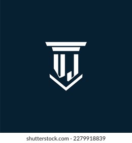 Leyenda del logotipo del monograma inicial de VJ con diseño de hitos