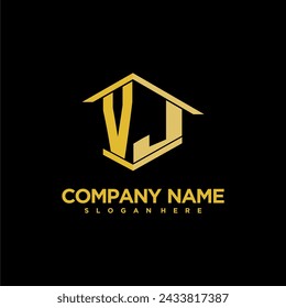 VJ initial monogram logo for real estate with creative building style design
