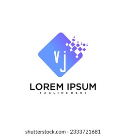 VJ initial monogram for technology logo with square style design