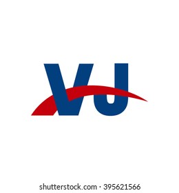 VJ initial overlapping swoosh letter logo blue red