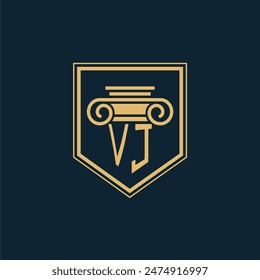 VJ Initials Law Firm Logo Lawyer logo with creative law element