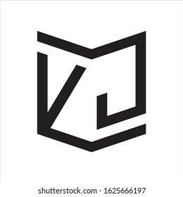VJ Logo Emblem Monogram With Shield Style Design Template Isolated On white Background