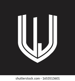 VJ Logo monogram with emblem shield design isolated on black background
