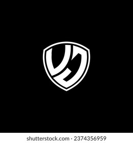 Estilo de emblema monograma del logotipo de VJ con ideas de plantilla de diseño de forma de escudo