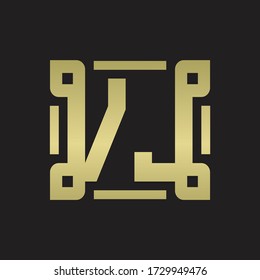 VJ Logo monogram with piece line art design template