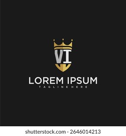 VJ luxury letter monogram for crown and shield logo design