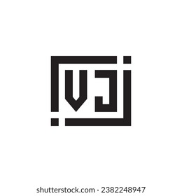 VJ minimalist geometric symbol logo in high quality professional design that will print well across any print media