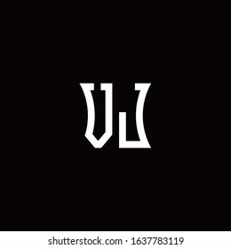 VJ monogram logo with curved side style design template