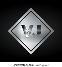 VJ Monogram, Silver Logo, Metal Logo, Luxury, Elegant, Abstract, square