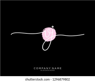 VJ V J Initial handwriting logo template