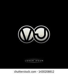VJ V J initial letter linked circle capital monogram logo modern template silver color edition