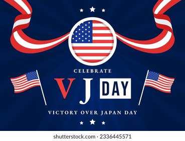 VJ Victory Over Japan Day Celebrate Vector Illustration with United State Flag Background in Flat Cartoon Hand Drawn for Landing Page Templates
