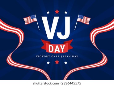 VJ Victory Over Japan Day Celebrate Vector Illustration with United State Flag Background in Flat Cartoon Hand Drawn for Landing Page Templates