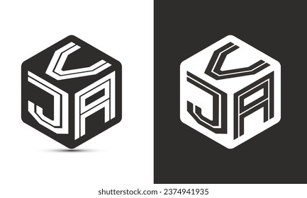 VJA letter logo design with illustrator cube logo, vector logo modern alphabet font overlap style. Premium Business logo icon. White color on black background