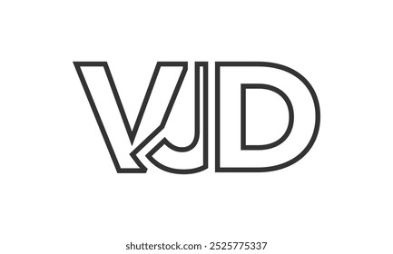 VJD logo design template with strong and modern bold text. Initial based vector logotype featuring simple and minimal typography. Trendy company identity ideal for businesses brand presence.