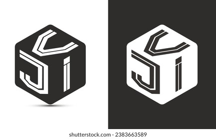 VJI letter logo design with illustrator cube logo, vector logo modern alphabet font overlap style. Premium Business logo icon. White color on black background