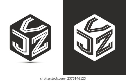 VJZ letter logo design with illustrator cube logo, vector logo modern alphabet font overlap style. Premium Business logo icon. White color on black background