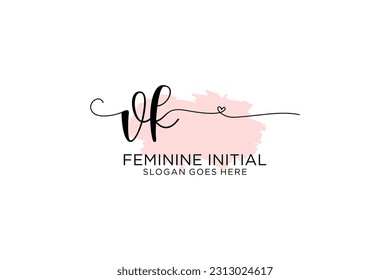 VK beauty monogram and elegant logo design handwriting logo of initial signature, wedding, fashion, floral and botanical with creative template.