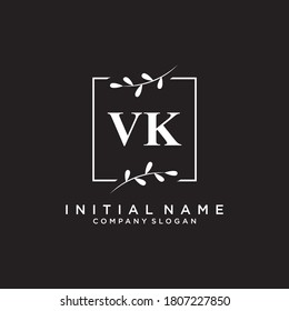 VK Beauty vector initial logo, handwriting logo of initial signature, wedding, fashion, jewelry, boutique, floral and botanical with creative template for any company or business.