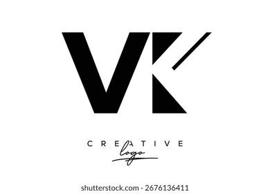 Logotipo creativo minimalista de espacio negativo de VK con monograma moderno para marca y logotipo de marca comercial con letras iniciales Diseño de logotipo para marca.