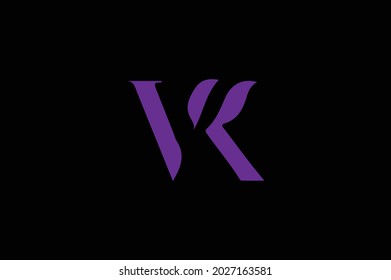 VK elegant logo with initials for company -vector