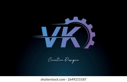 VK Gear Fusion Logo – Industrial Tech-Inspired Letter mark Futuristic Industrial Letter Mark Design for Technology and Engineering Brands.