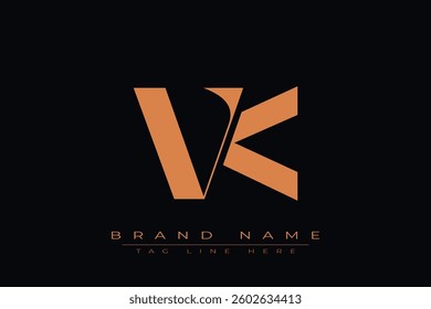 VK initial letter logo design. Letter V and K luxury alphabet letter logo icon template