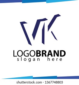 VK Initial Letter logo in negative space vector template