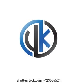 VK initial letters looping linked circle logo blue black