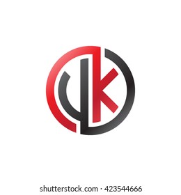 VK initial letters looping linked circle logo red black