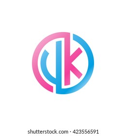 VK initial letters looping linked circle logo pink blue