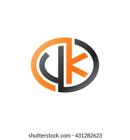 VK initial letters looping linked ellipse logo orange black