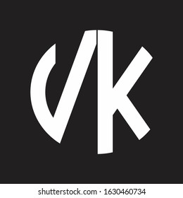 VK Initial Logo design Monogram Isolated on black and white