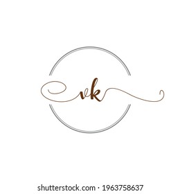 VK Initial Logo Handwriting template letter illustration