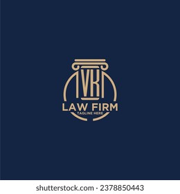 VK initial monogram for law firm with creative circle line