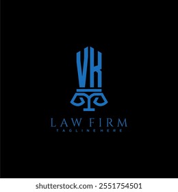 VK initial monogram for lawfirm logo with sword