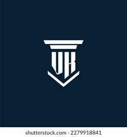 Leyenda del logotipo del monograma inicial de VK con diseño de hitos