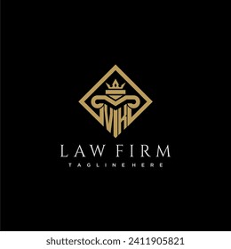 VK initial monogram logo for lawfirm with pillar in creative square design