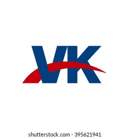 VK initial overlapping swoosh letter logo blue red
